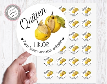 24 zuckersüßer Sticker Aufkleber 4cm Quitten Likör Herbst Weihnachten Christmas von Lüttentüddel®
